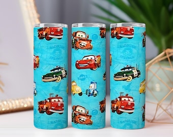 Cartoon Cars Tumbler Wrap: 20oz,30oz Straight/Tapered Seamless Sublimation Design (PNG)
