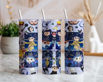 Gobelet inspiré des classiques de l'horreur PNG • Papier d'Halloween fin pour sublimation, 20 oz