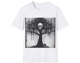 ボーンチャペルバンドのブラックメタルTシャツ、ヴィンテージロックバンドのロゴ、スカルアートのダークフォレストTシャツ