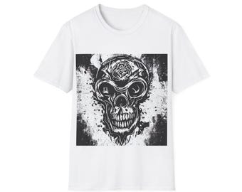 ヴィンテージメタルバンドTシャツ - エンバーウルブズ フレイミングスカル コンサートポスター ダメージ加工 クラシックロックバンドシャツ