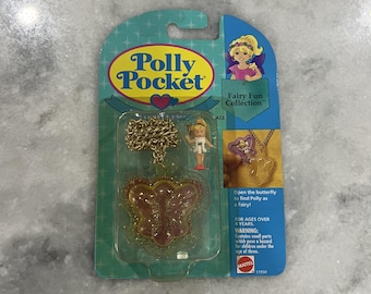 Vintage Polly Pocket Butterfly Necklace 1994 Bluebird Toys Fairy Fun Collection, New Unopened Sealed, 90s Polly Pocket Locket Collectible