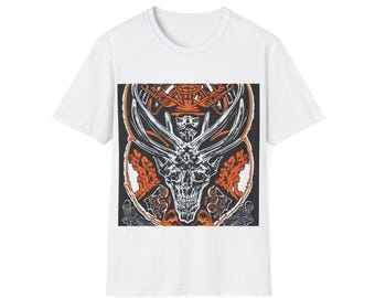 ヴィンテージロックバンドパッチTシャツ | サイケデリックな墓子午線ロゴグッズ | 骨のレタリング、棺の形 | 70年代レトロデザイン