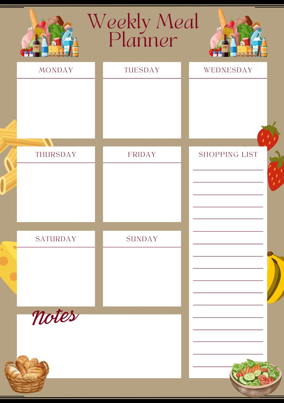 Weekly Meal Planner Template | Editable Canva Printable | Meal Prep ...