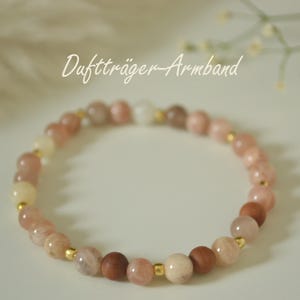 Edelsteinarmband goldfarben | Diffuser Armband mit Holzperlen | Perlenarmband ätherische Öle | Sonnenstein | Holzperlen | spirituell
