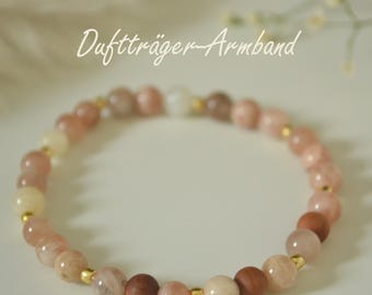 Edelsteinarmband goldfarben | Diffuser Armband mit Holzperlen | Perlenarmband ätherische Öle | Sonnenstein | Holzperlen | spirituell