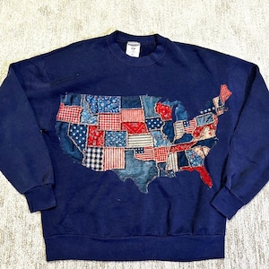 Patchwork USA Map PNG, Faux Rag Quilt American Flag Design, Patriotic 4th of July Sublimation, Rustic Americana Shirt Graphic