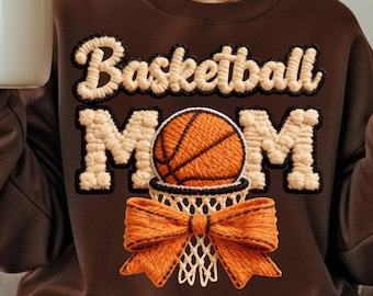 Basketbal moeder namaakgaren png, gehaakt basketbal moeder ontwerp, gehaakt sportsublimatieontwerp, breien digitale download