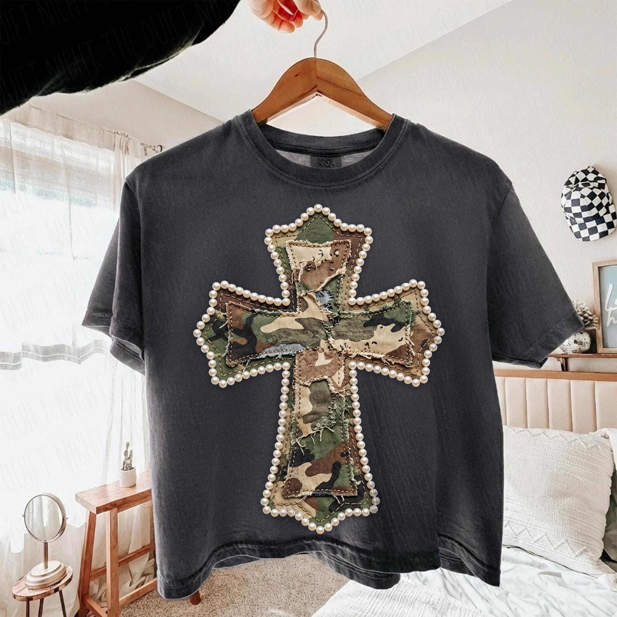 Camo Cross Png, Patchwork Pearl Cross Png, Christian Cross Sublimation ...