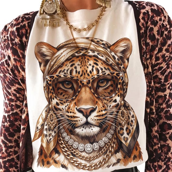 Boujee Leopard PNG, Luxury Animal Print Graphic, Glam Fashion Design, Trendy Boutique Sublimation PNG Download