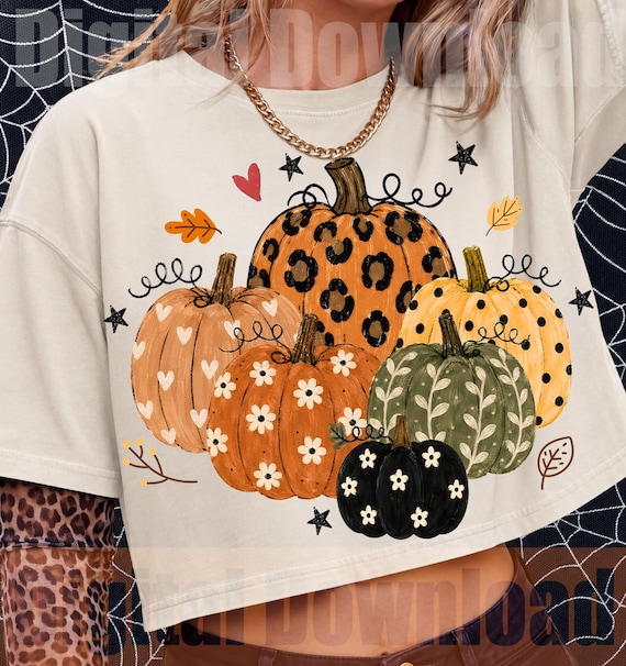 Fall Pumpkin PNG, Cute Pumpkin PNG, Autumn Sublimation Design, Leopard Pumpkin, Floral Pumpkin, Pumpkin Shirt PNG, Digital Download