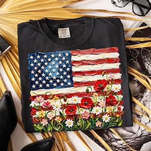 Blumen-PNG der amerikanischen Flagge, Vaterländische Wildblumen USA-Flagge, vierter Juli Sublimationsentwurf, Weinlese-amerikanische Flaggen-Blumen, 4. Juli Hemd PNG