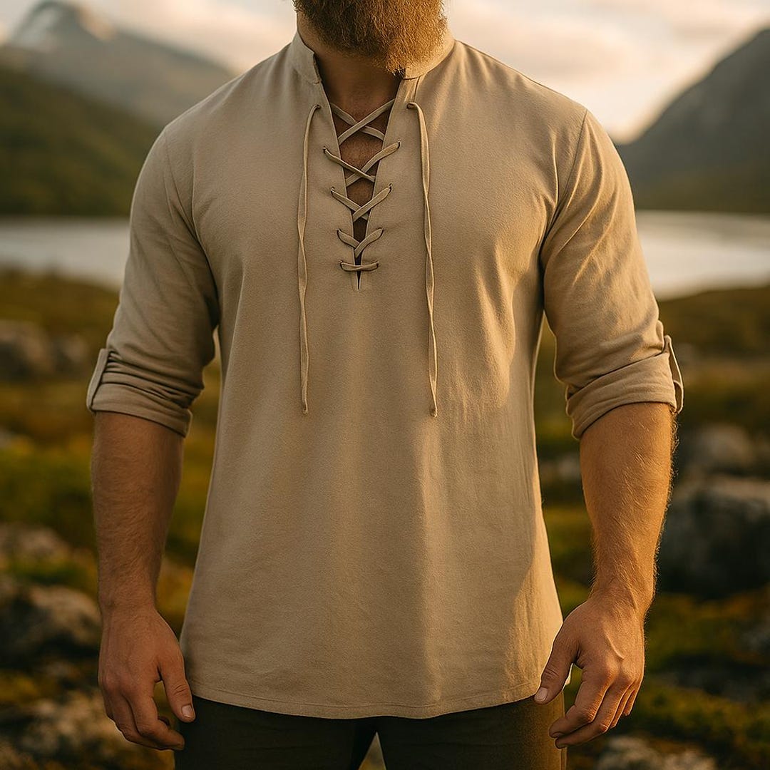 Medieval Lace-up Shirt for Men – Viking Renaissance Tunic, LARP ...