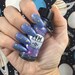 My God- It's Full of Stars! Catventures in Space blue purple stars glow in the dark glitter vegan nail polish