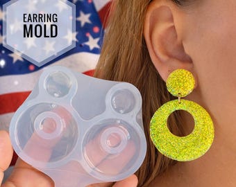Silicone Mold for Circle Earrings — Clear Glossy Mold for Epoxy & UV Resin