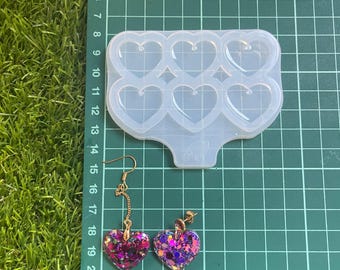 Silicone Mold   Heart Earrings for Epoxy & UV Resin 2 cm