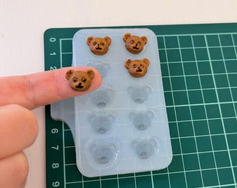 Teddy Bear Silicone Mold: Glossy Resin Earrings, Charms (1.2cm)
