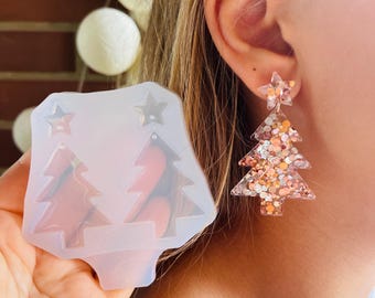 Christmas Tree Earring Mold – Silicone Resin Mold for UV or Epoxy Jewelry Making