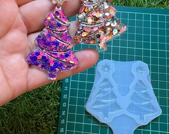 Christmas Tree Earring Mold – Silicone Resin Mold for UV or Epoxy Jewelry Making