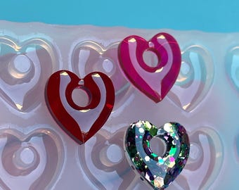 Silicone Mold for Heart Earrings 15mm