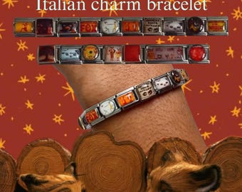 Handmade Stainless Steel Italian Charm Bracelet: Wes Anderson's Mr. Fox (9mm Charms)