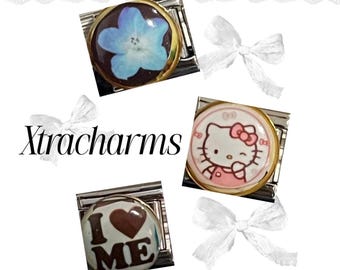 Circle silver italian charm link bracelets