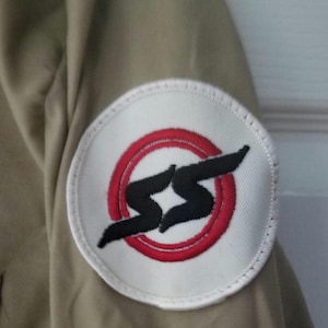 Vintage Riverside kahki work button down shirt 1960s SS symbol/patch