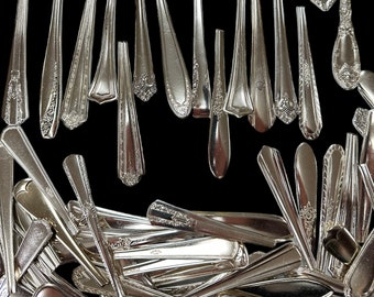 Flatware spoon ends - silverplate  spoon handles crafting spoon jewelry vintage silverware handles cutlery for ring pendant bracelet