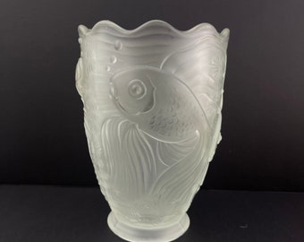 Barolac Art Deco goldfish  satin glass vase -  Koi vase Josef Inwald Czech Verlys mould fish vase