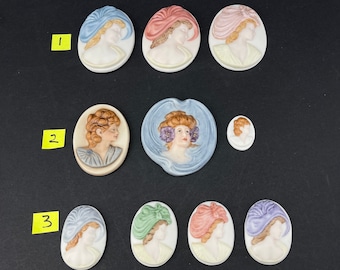 Porcelain cameos for jewelry, dollhouse miniatures, altered art