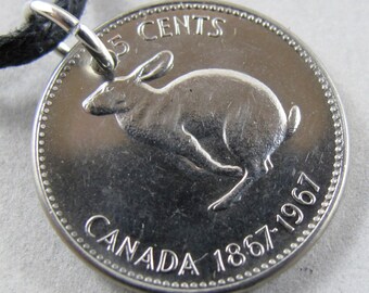 1967 Rabbit Charm. Canada coin Necklace. Canada charm. rabbit | Etsy