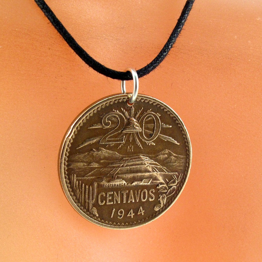 Pyramid Necklace. Mexico Necklace . Mexican Coin Jewelry . Etsy