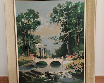 Paint By Number Pergola bridge mountain stream - Vintage - 60s decor - shabby chic PBN No.101 cs