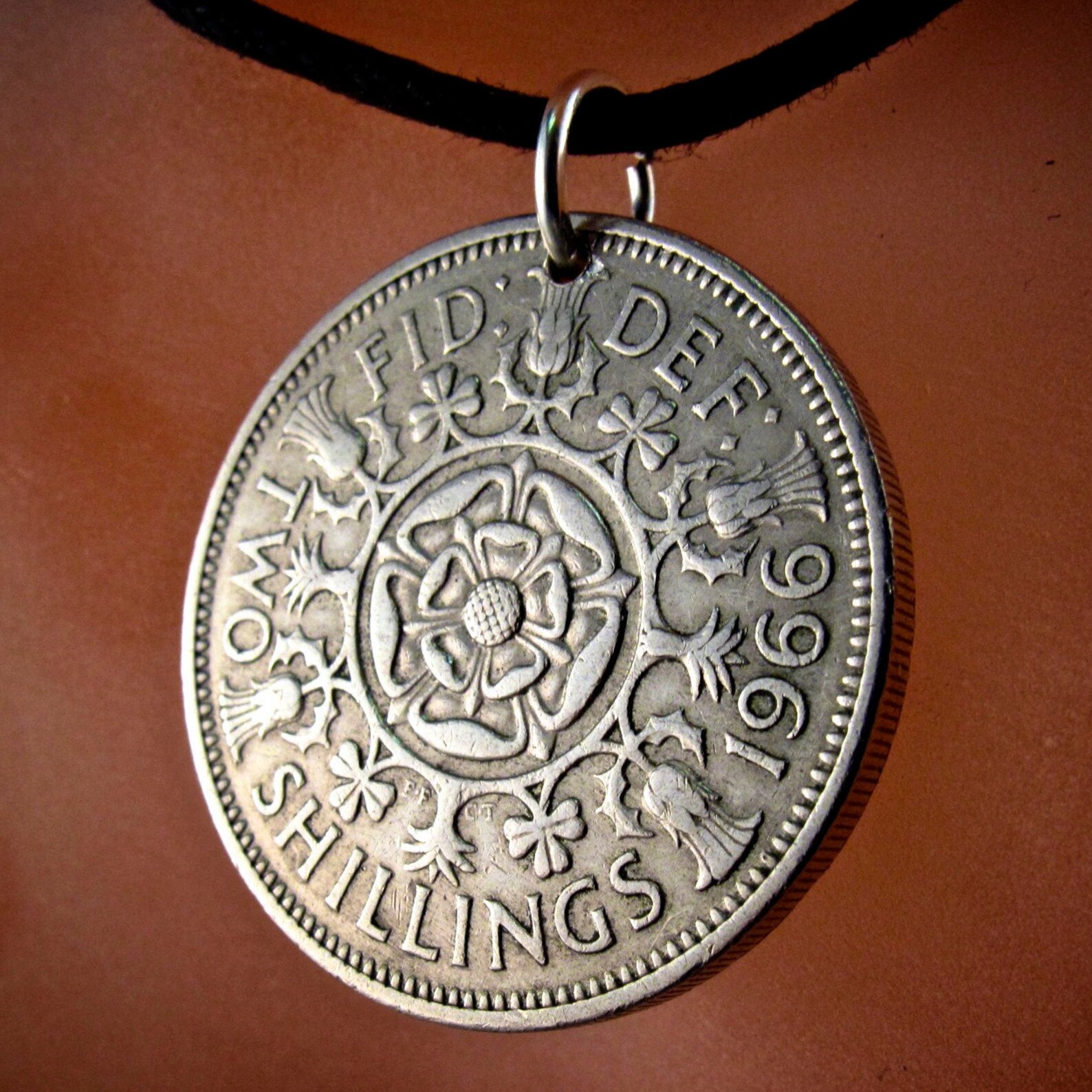 Tudor Rose ENGLAND Coin Necklace Jewelry Pendant. 2 Shilling . Etsy