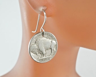 Nickel earrings  / USA Coin Earrings /  BUFFALO earrings / chief Earrings. United States  - Partsforyou No.0066