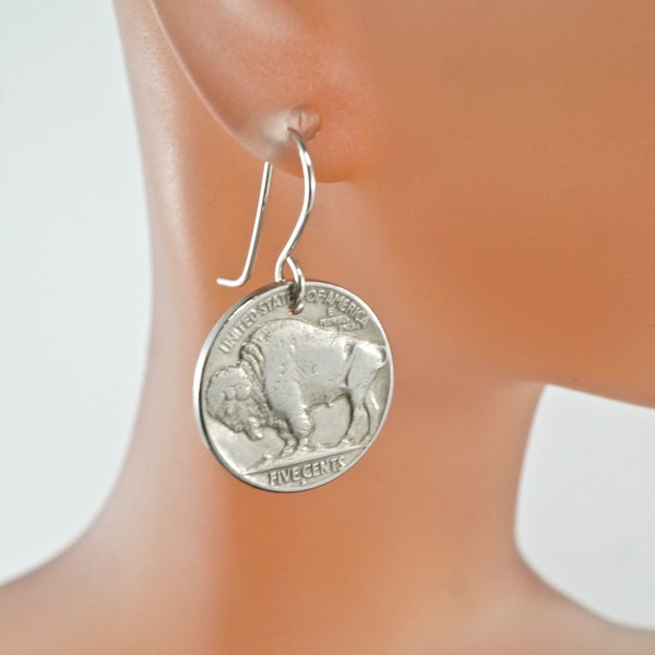 Nickel earrings  / USA Coin Earrings /  BUFFALO earrings / chief Earrings. United States  - Partsforyou No.0066