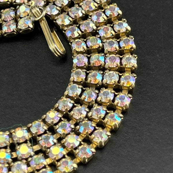 Signed  SHERMAN Rhinestone Necklace.  Aurora Borealis 2 Row Sherman Choker Swarovski Crystal   NO.00429