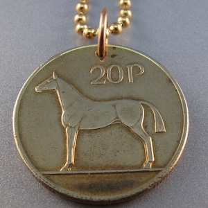 Ireland  horse coin necklace - stallion pendant charm Irish animal key ring   No.00679