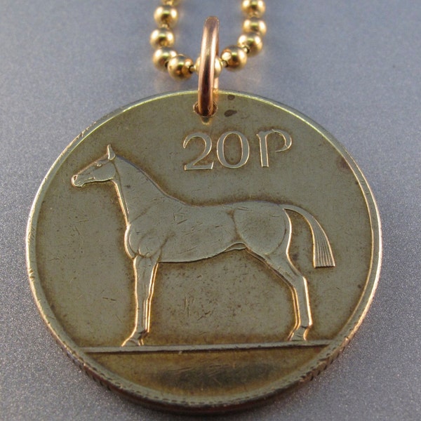 Ireland  horse coin necklace - stallion pendant charm Irish animal key ring   No.00679