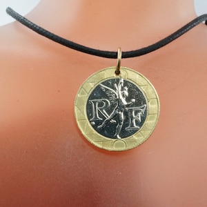 FRANCE NECKLACE - France coin necklace | Paris charm | Liberate Egalite -franc -mens jewelry. RF  mens  pendant   No.00785