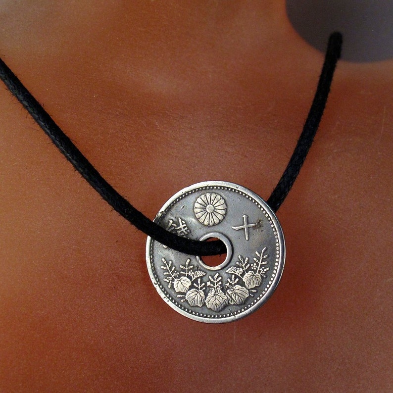 Antique JAPANESE NECKLACE. Japanese Coin Jewelry. Japan Charm. Etsy