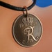 R monogram necklace. DENMARK COIN jewelry. coin necklace . mens R pendant. Ore. Charm. Denmark Pendant. danish crown. No.001244