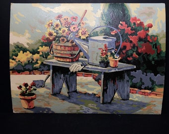 Vintage  Paint By Number Flower Garden  Gardening  PBN