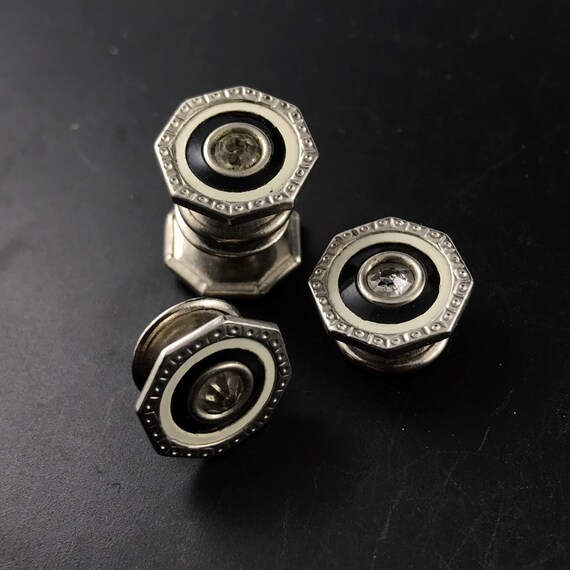 Edwardian  Cuff Links.  Shell Snap Cuff Links. Bl… - image 5