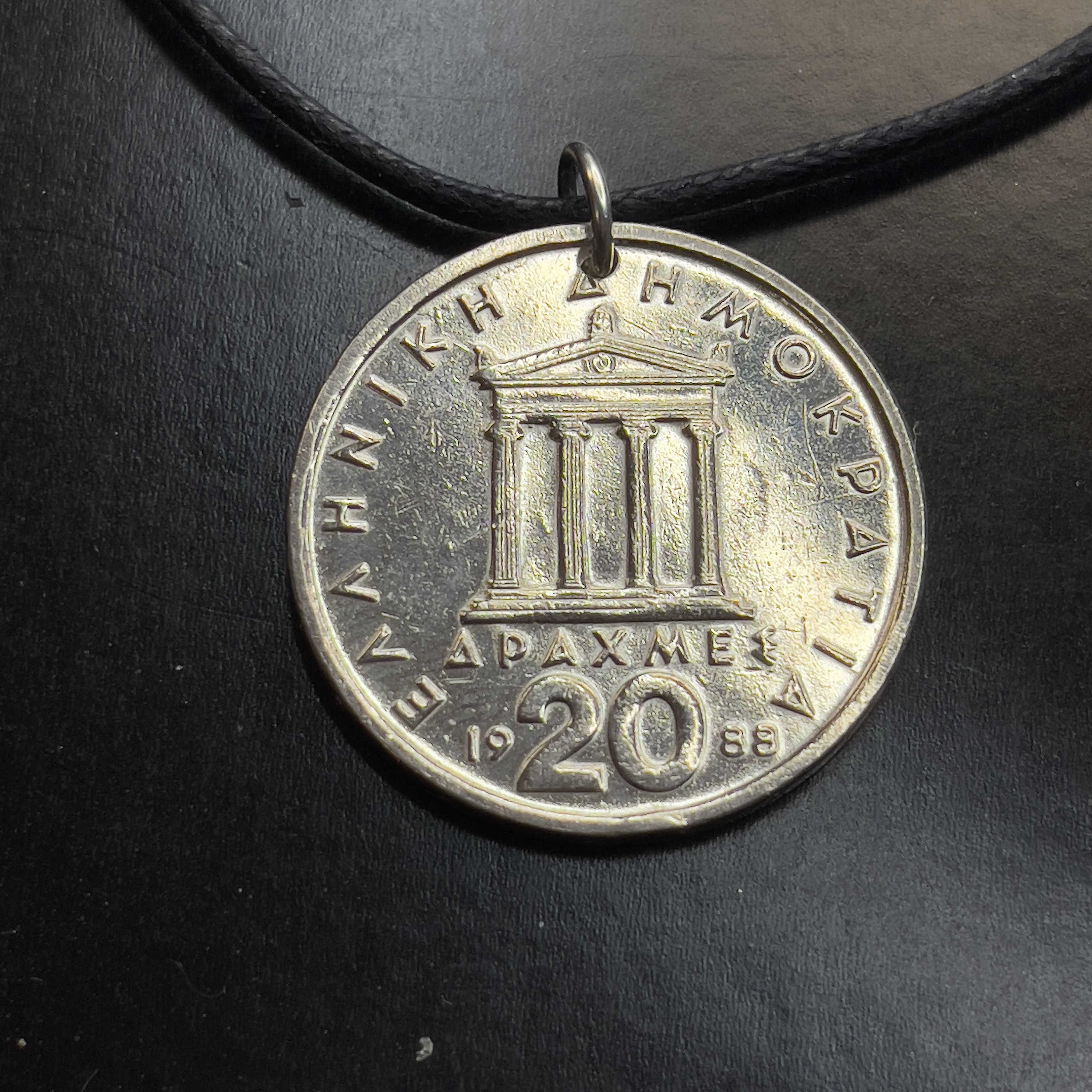 PENDANT GREECE  Greek Coin Charm  Necklace Sterling Silver 925 Jump Ring  NO.00130