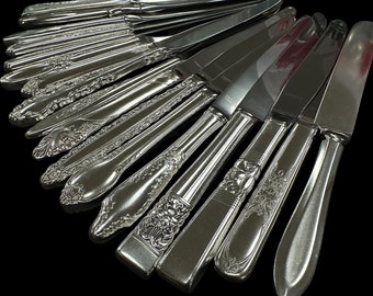 Bulk  Dinner Knives, Mismatched Silverware wholesale lot Flatware Orphan Cutlery Wedding Shower Bridal Tea Party Shabby Chic