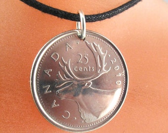 Canadese kariboeketting / Canadese muntketting / dierenmunt / kwartaal / jagerscadeau / herenmunt / herenhanger nr. 001312