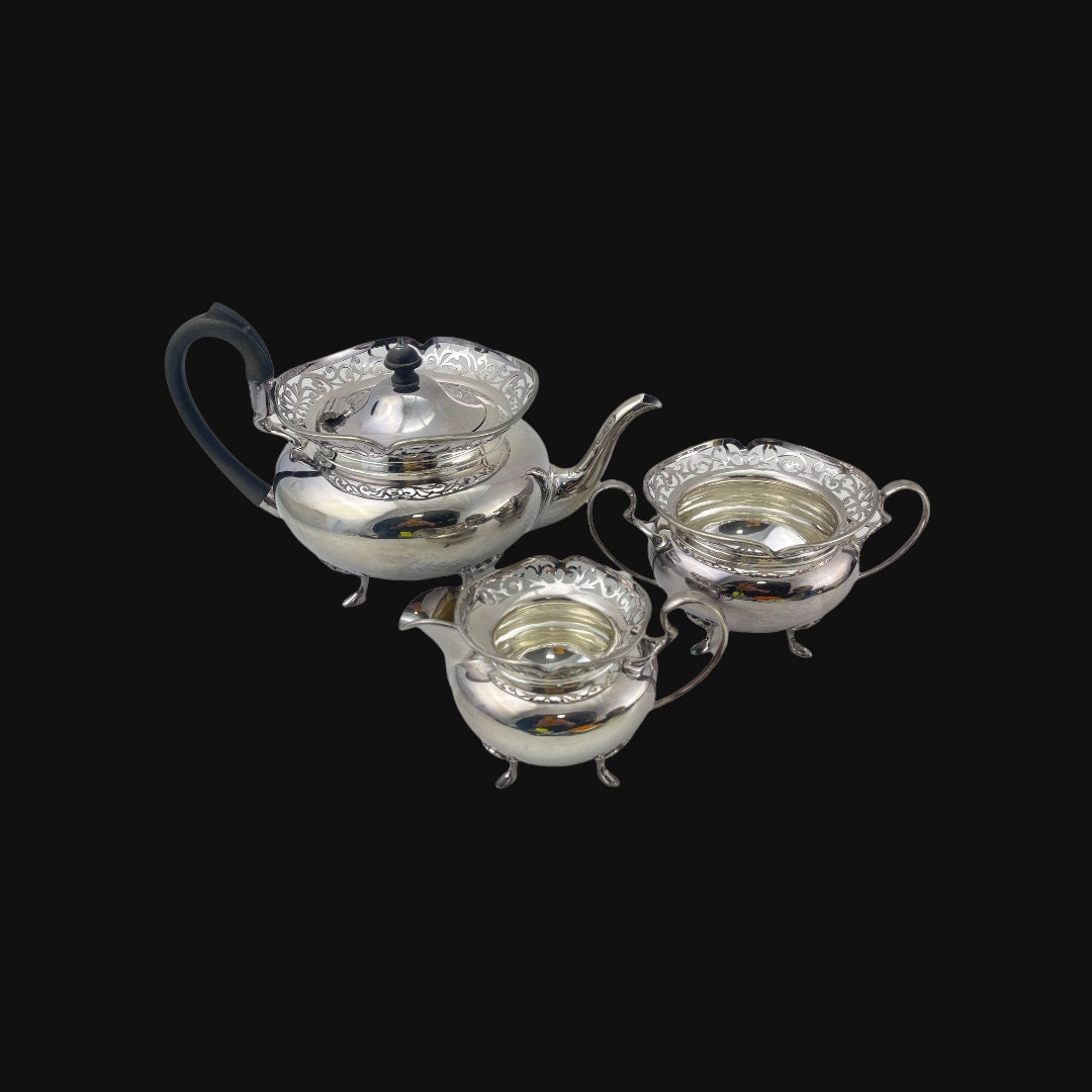 Antique Edwardian Silverplate Teapot Cream and Sugar John Etsy
