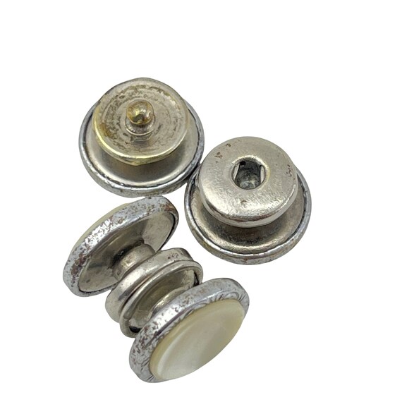 Deco Cuff Links. Shell Snap Cuff Links. White Sil… - image 7