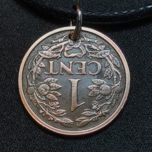 NETHERLANDS necklace coin jewelry. dutch pendant cent . Holland art nouveau. Choose Year. PartsForYou . No.00899 image 3