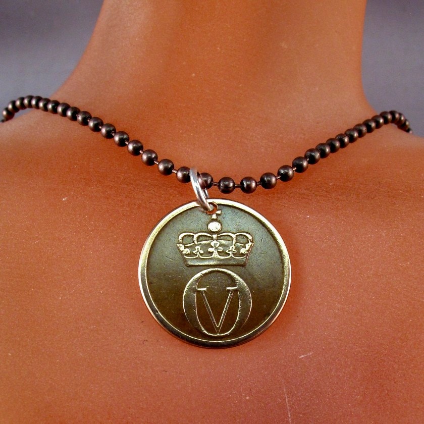 NORWAY Necklace. Norway coin.. NORWEGIAN necklace . bird coin. Etsy